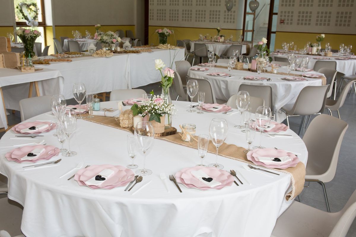 table setting in simple style for an event party or wedding reception